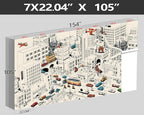 XMPMBM-Cartoon Comics City Nursery Room Fabric Wallpaper Kids Bedroom - Image 4