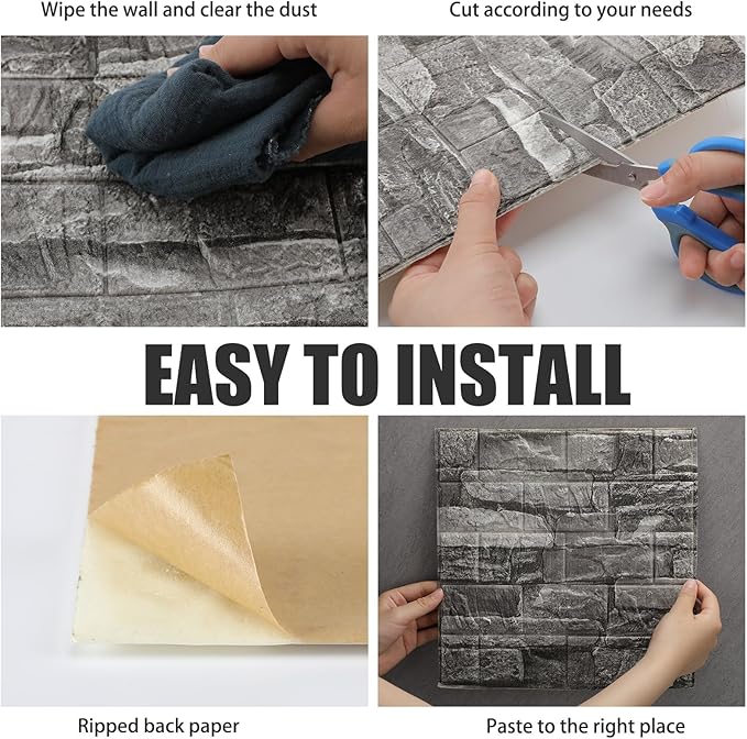 Tinlade 30 Pcs 28.81 Sq ft 3D Wall Panels Peel and Stick Foam Brick Wallpaper - Image 3