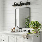 30x36 Inch Matte Black Bathroom Vanity Mirrors | Flush Mount Deep Set Metal - Image 2