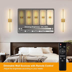 Morauroral Gold Rechargeable Wall Sconces Set of 2, 10000mAh Battery Operated - Image 2
