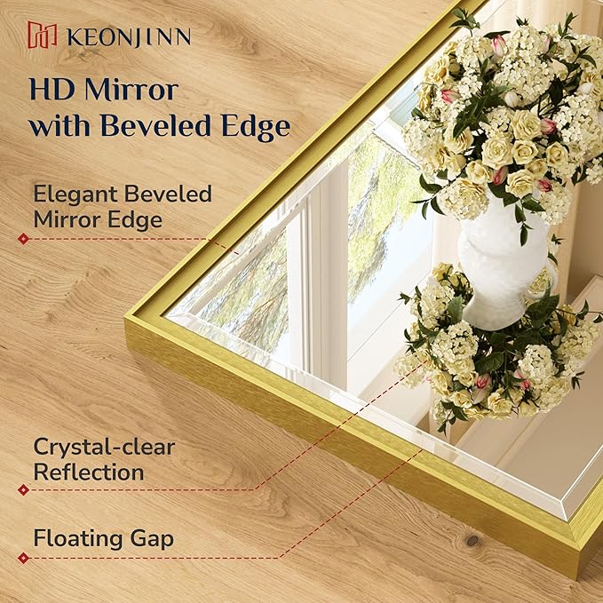 Keonjinn 20" x 30" Gold Bathroom Mirrors - Image 3