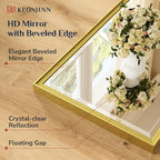 Keonjinn 72" x 36" Gold Bathroom Mirror, Decorative Metal Frame, Safe Beveled - Image 4