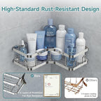 Veken Corner Shower Caddy 5-Pack, Advanced Rustproof Design, No Drilling - Image 2
