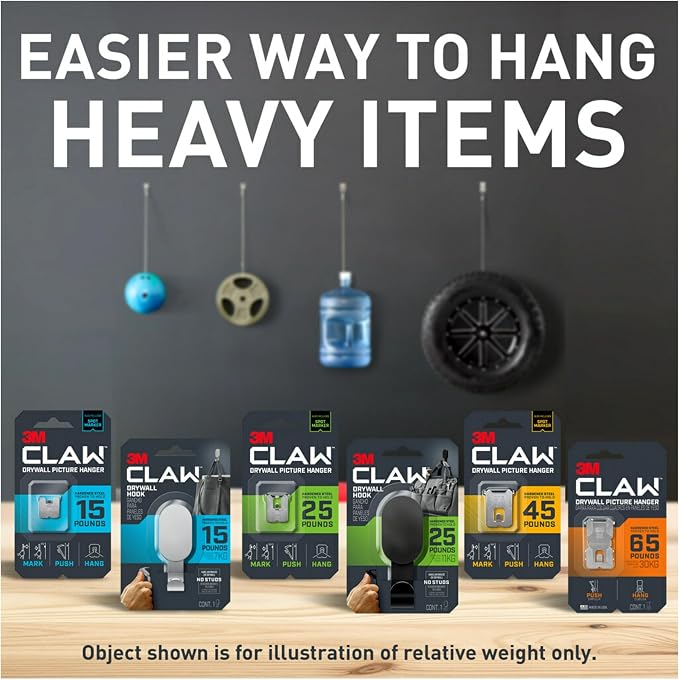 3M CLAW 25 lb. 2 Drywall Black Hooks & 2 Extra Picture Hangers, Heavyweight - Image 12