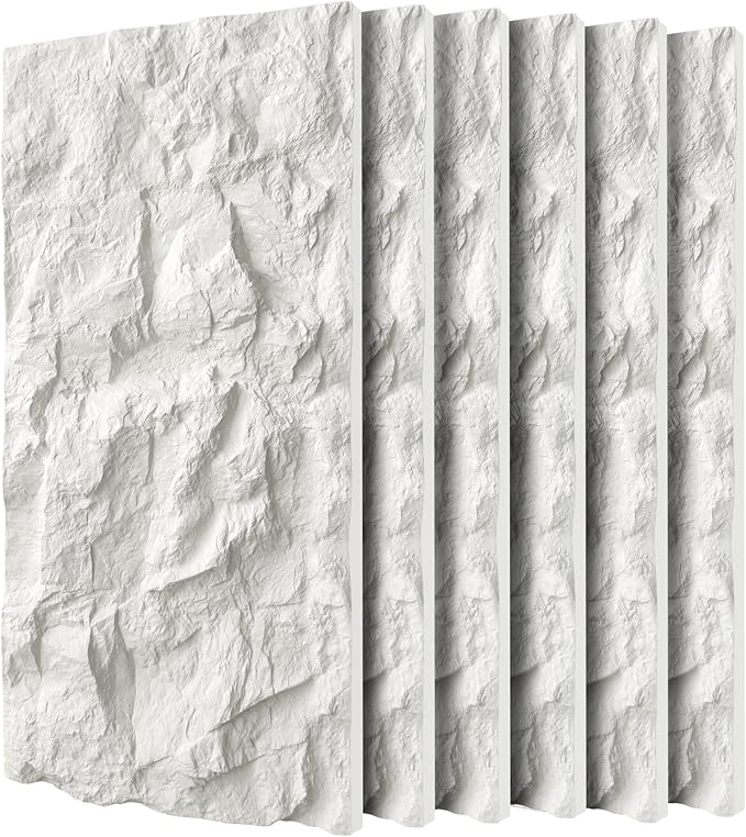 3D Faux Stone Wall Panels, Lightweight & Waterproof Accent Marble Rock Skin by Gahowlen