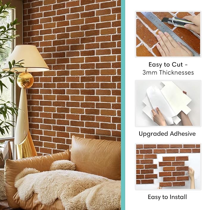 Commomy 3D Faux Brick Peel and Stick - Image 6