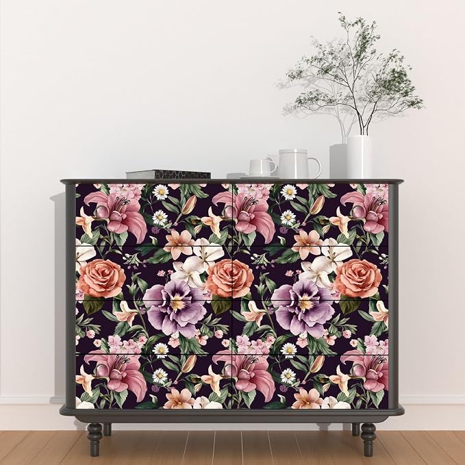 Laatse Purple Vintage Floral Wallpaper Peel and Stick Red Rose Peony Flowers - Image 4
