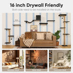 FUKUMARU Cat Wall Shelves, Stable & Safe 5 in 1 Cat Walls Furniture Set - Image 7