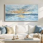 Extra Large Framed Blue Gold Abstract Wall Art by Cuspin