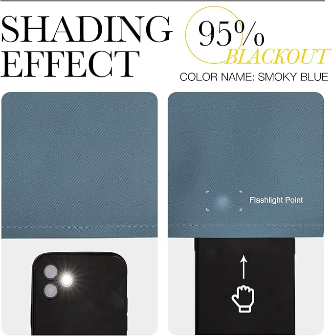 NICETOWN Kitchen Curtains, Short Blackout Drapes, Smoky Blue, Thermal Insulated - Image 4
