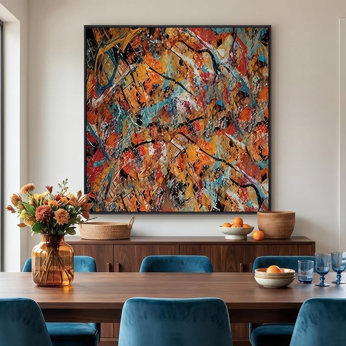 Large Framed Colorful Abstract Wall Art - Image 5