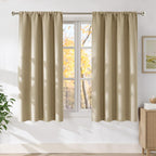 NICETOWN Oatmeal Faux Linen Room Darkening Rod Pocket Curtains 63 inch Length by NICETOWN