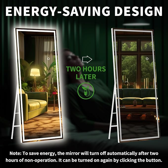 Hasipu Full Length Mirror with Lights, Full Body Dressing Hanging Mounted Mirror - Image 5
