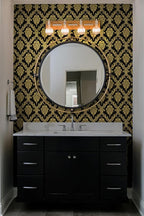 Peel and Stick Wallpaper Black and Yellow Damask Wallpaper - Image 7