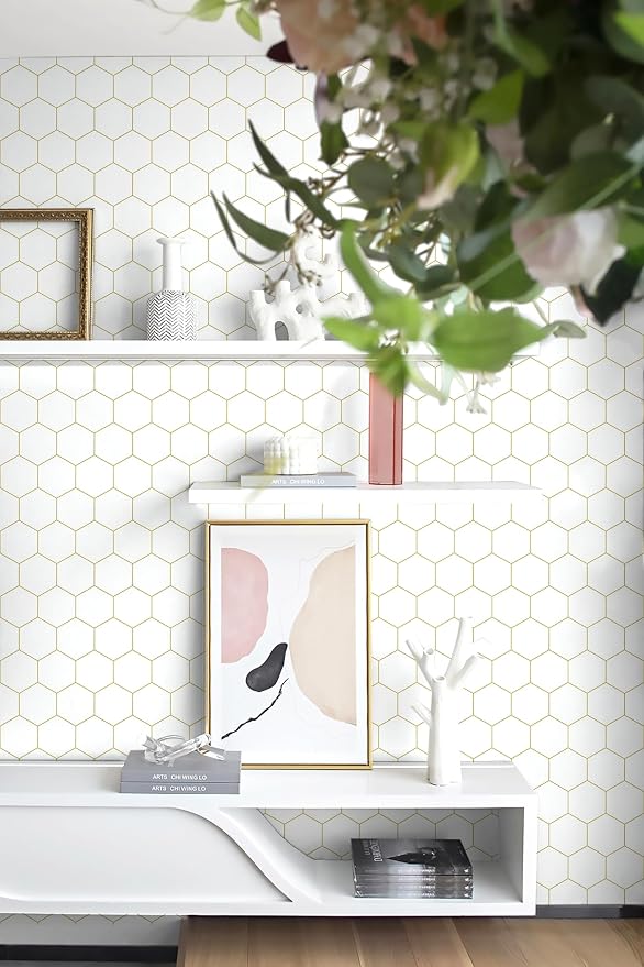 Gold Wallpaper Geometric Peel and Stick Wallpaper - Image 3