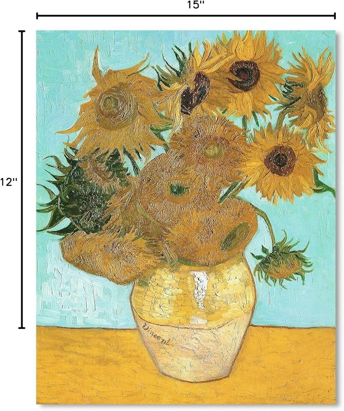 Van Gogh Canvas Wall Art: Twelve Sunflowers Oil Painting Picture Reproduction - Image 7