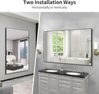 KOCUUY 60x40 Inch Large Black Wall Mounted Mirror, Aluminum Framed Decorative - Image 7