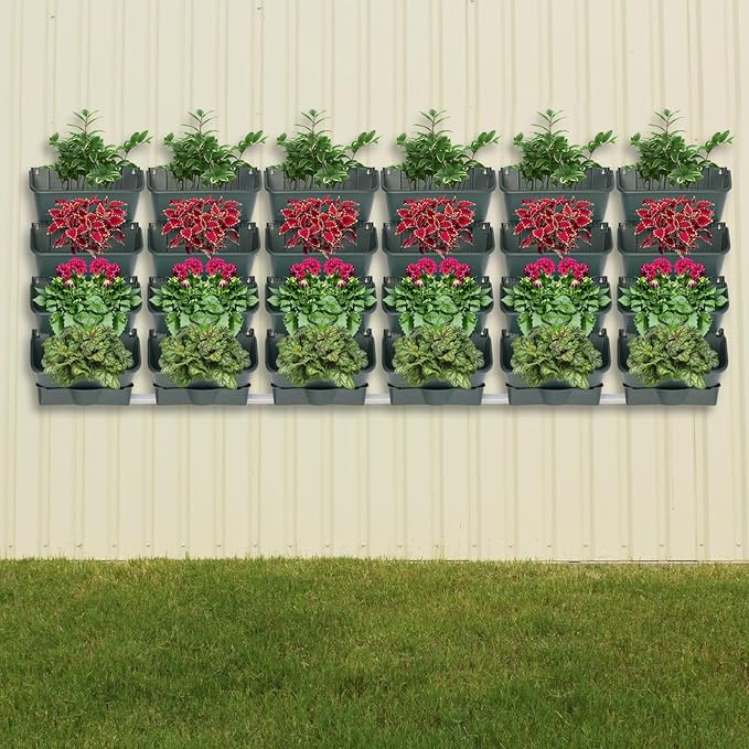 Vertical Wall Planter with 24 Pots, Hanging Garden Plant Flowerpot Holder - Image 9