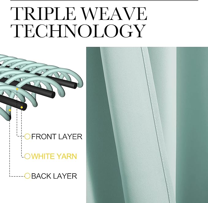NICETOWN Blackout Curtains for Bedroom, Aqua Blue, 1 Pair, 70 by 63-inch - Image 3
