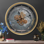October Elf Large Real Moving Gears Wall Clock 24 Inch Vintage Industrial - Image 7