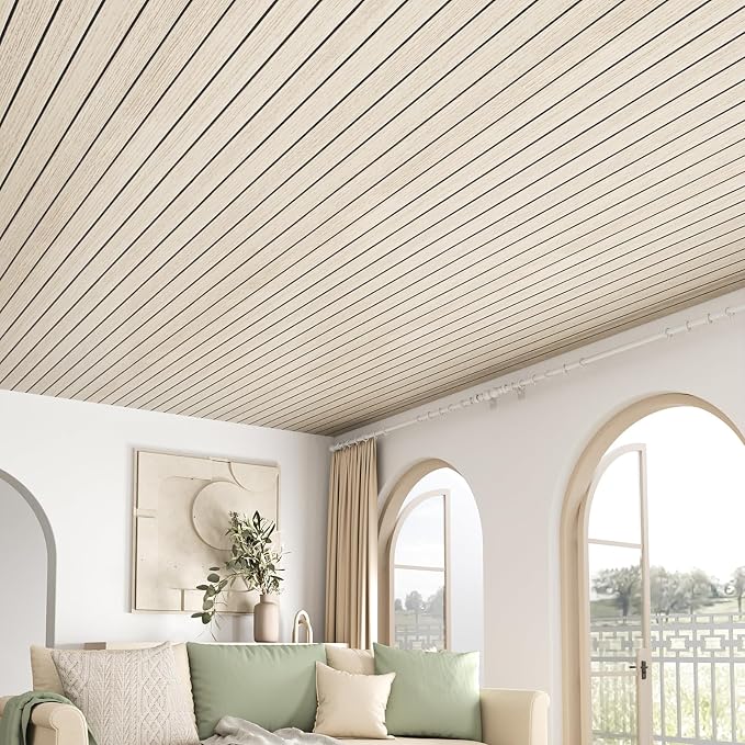 VEELIKE Coastal Oak Wood Wall Panels Peel and Stick Light Oak Wood Slat Wall - Image 3