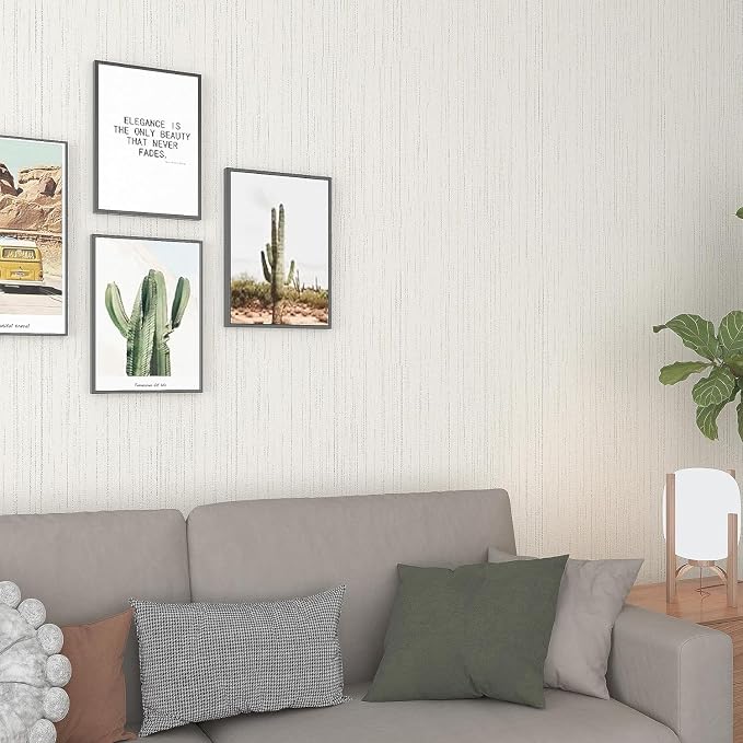 Livelynine 15.8X394 Tan Grasscloth Peel and Stick Wallpaper Textured Removable - Image 3