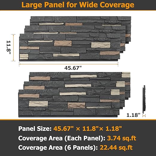 ROOMTEC 6-Packs Faux Stone Wall Covering Panels - Image 2