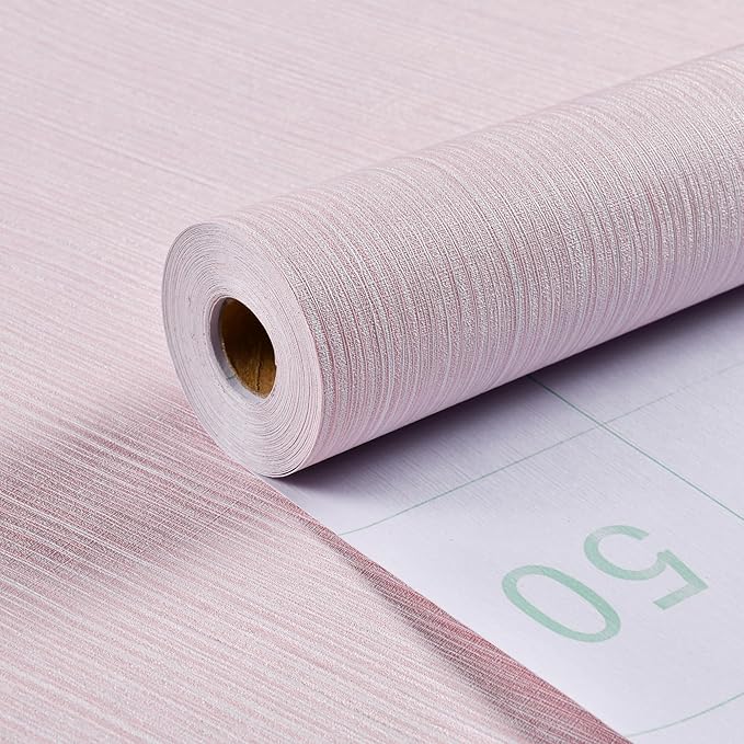 Haimin Grasscloth Wallpaper Textured 24in X 393in Fabric Contact Paper Pink - Image 4