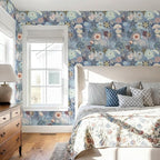 Ismoon Floral Peel and Stick Wallpaper Vintage Blue Contact Paper Jellyfish - Image 5