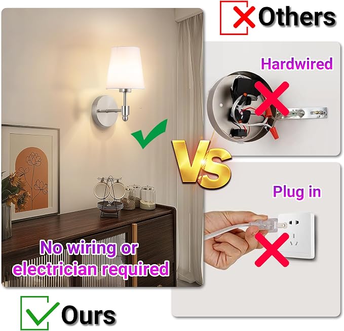 YHCDLAMP Battery Operated Wall Sconces Set of Two, Rechargeable Wireless Wall - Image 6