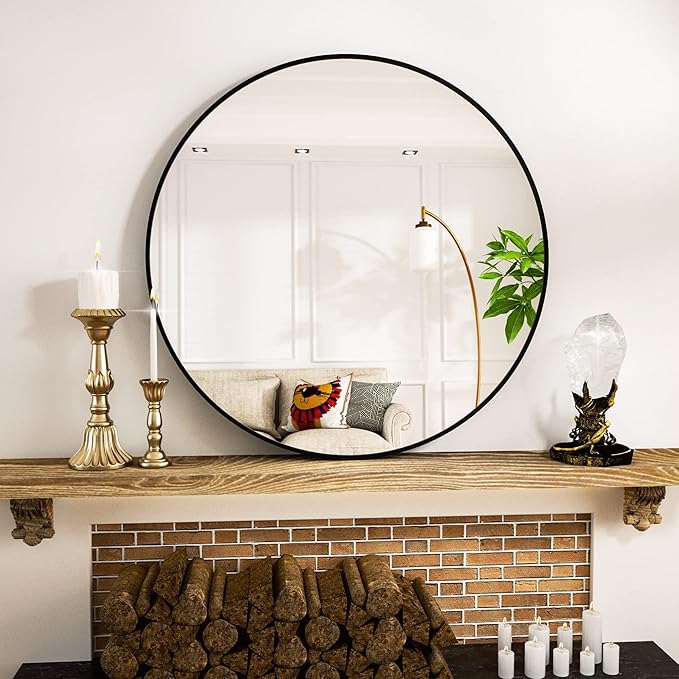VooBang Round Mirror 19.6" Black Wall Mounted Circle Mirrors Vanity Mirror - Image 5