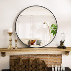VooBang Round Mirror 23.6" Black Wall Mounted Circle Mirrors Vanity Mirror - Image 2
