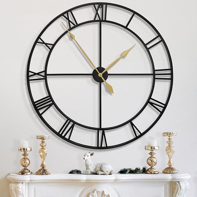 LEIKE 40 Inch Extra Large Modern Wall Clock, Oversize Rustic Round Nearly by LEIKEWALLCLOCK