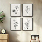 Framed Black and White Floral Wall Art - Image 2