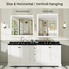 40x30 Inch White Bathroom Mirror - Image 6