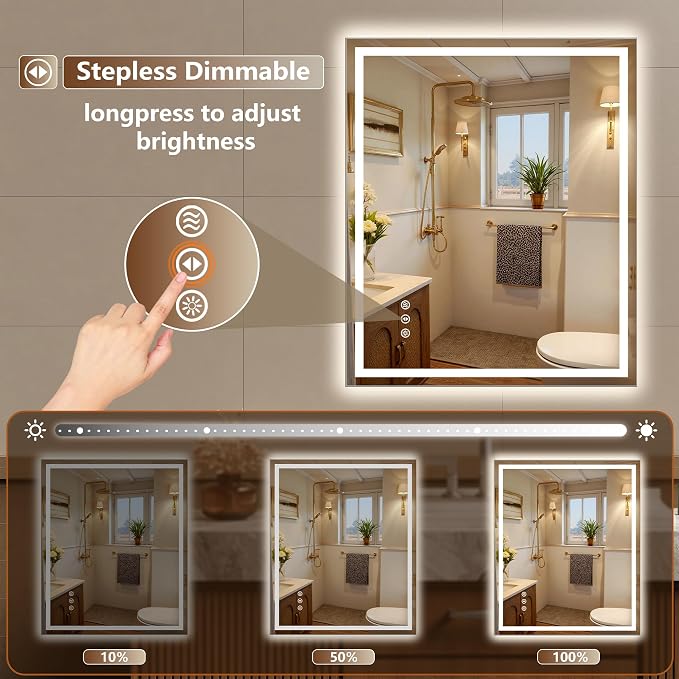 40x30 Inch LED Lighted Bathroom Mirror - Image 3