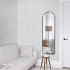 Grasscloth Peel and Stick Wallpaper, Light Grey Vintage Textured Faux Linen - Image 6