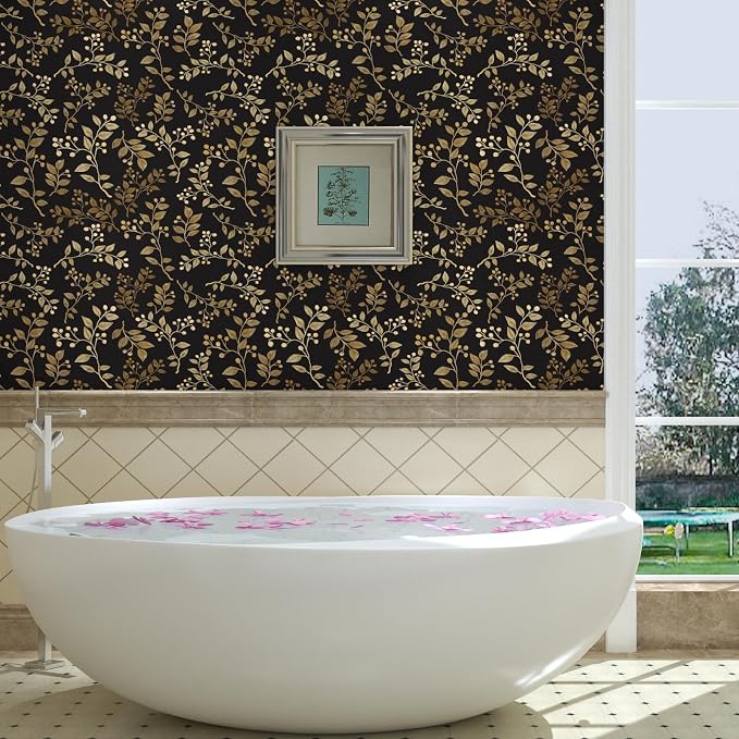Extra Long Dark Floral Peel and Stick Wallpaper 17.5In x 32.8Ft, Vintage - Image 4