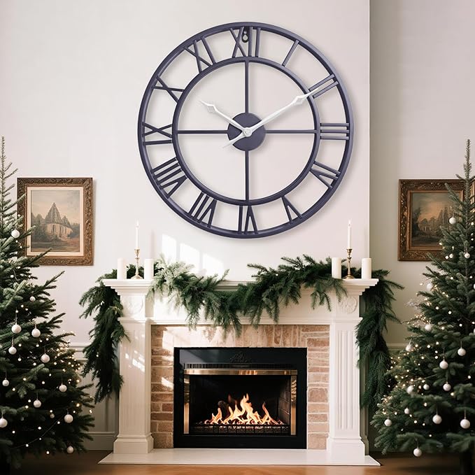 24 Inch Large Wall Clocks for Living Room Decor, Big Roman Numerals Vintage - Image 3