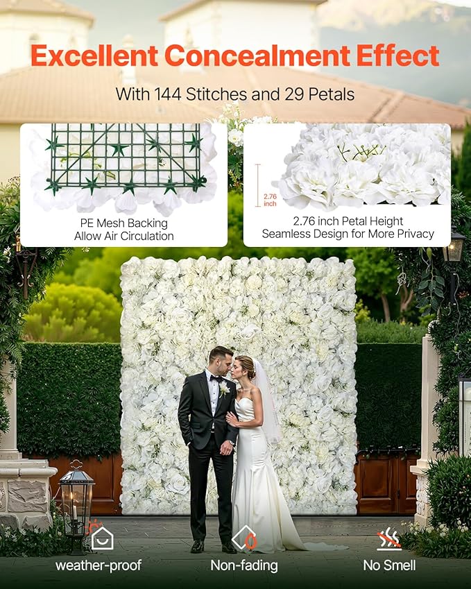 VEVOR 3D Flower Wall Panel, Artificial Floral Wall Background Mesh Backing Mat - Image 3
