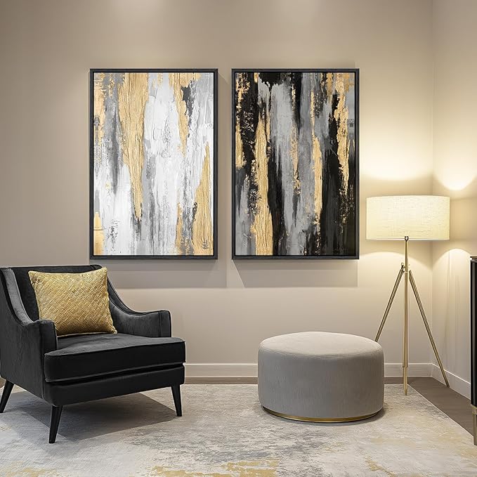 Large Framed Black and White Abstract Wall Art - Image 5