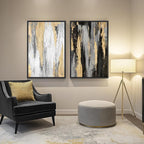 Large Framed Black and White Abstract Wall Art - Image 5