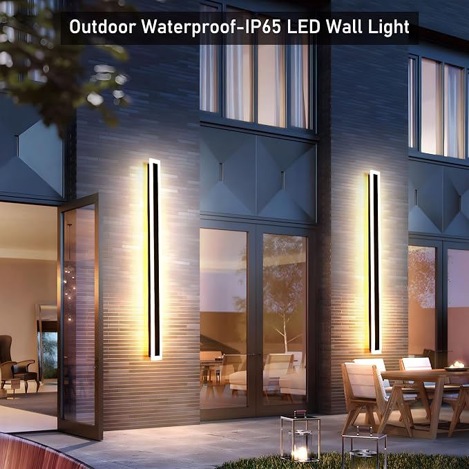 2Pack 39inch Long Outdoor Modern LED Wall Light, 30W Waterproof IP65 Warm White - Image 2