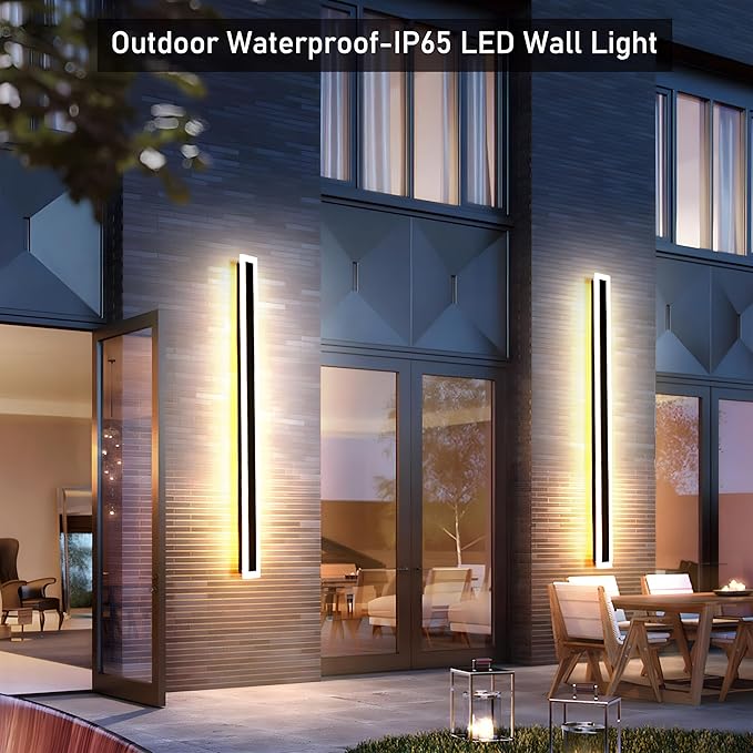 2Pack 31.5inch Long Outdoor Modern LED Wall Light, 24W Waterproof IP65 Warm - Image 2