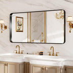 60X28 Inch Black Metal Framed Bathroom Mirror - Image 8