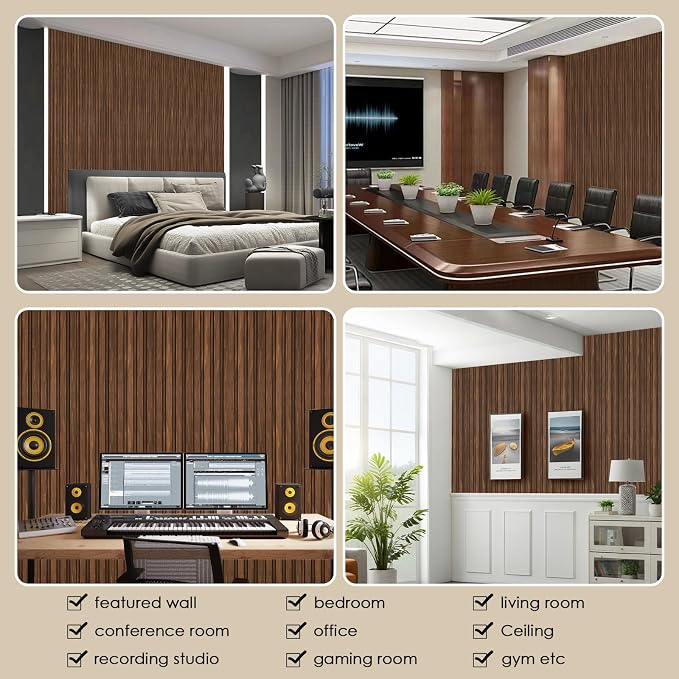 16-Pack 3D Slat Wall Panels, Easy-Install Soundproof Faux Wood Wall Panels - Image 6
