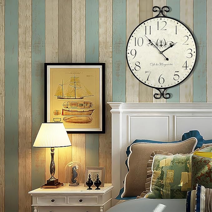 24 Inch Large Farmhouse Wall Clock, Wrought Iron Frame - Image 6