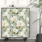 Modern Green White Flowers Wallpaper Blue Floral Peel and Stick Contact Paper - Image 2