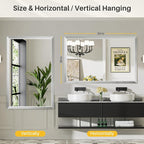 55x36 Inch Brushed Silver Bathroom Mirror - Image 5