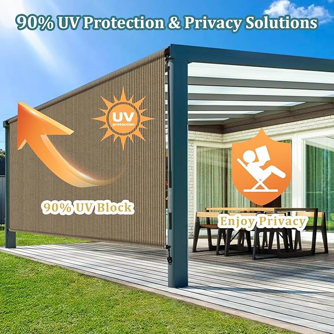 Shade&Beyond Custom Size Outdoor Roller Shades Cordless Patio Roll Up Blinds - Image 2